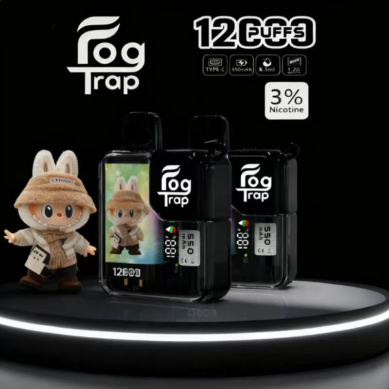Fog Trap 拉布布系列 12000口拋棄式電子煙/一次性電子煙 LABUBU 聯名款10款口味 8.5ml 大容量・LCD 顯示・Type-C 充電 台灣現貨