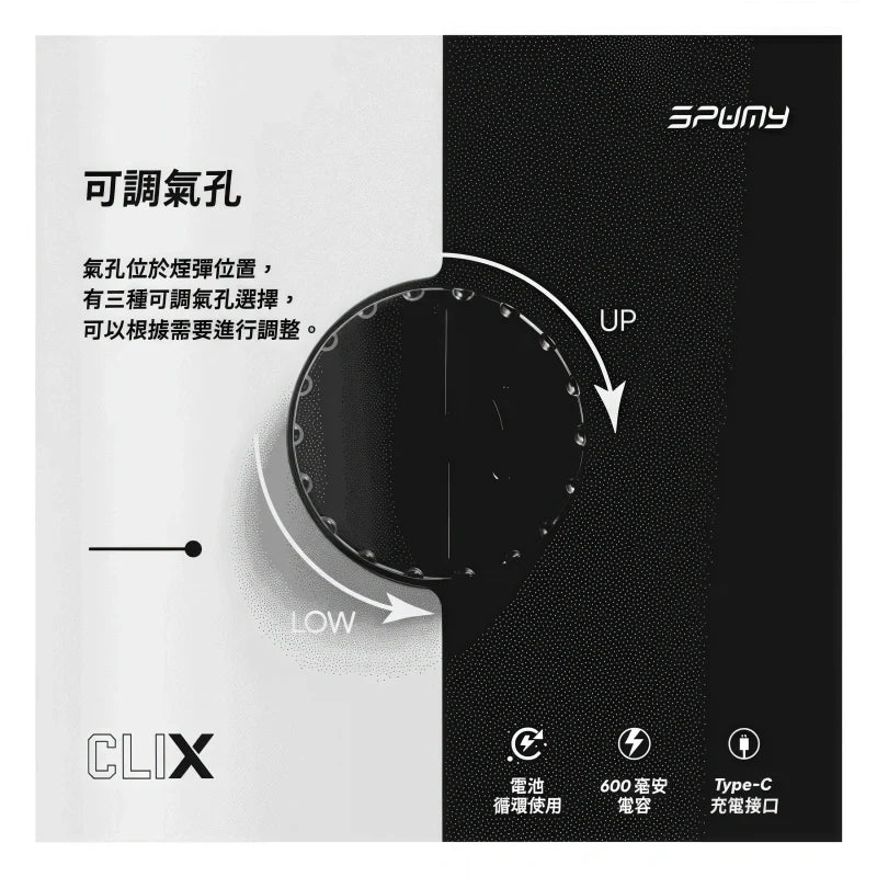 限時活動-買2顆煙彈送1隻主機-美國 Spumy CLIX 7500口換彈式拋棄式 可調吸阻|多口味現貨