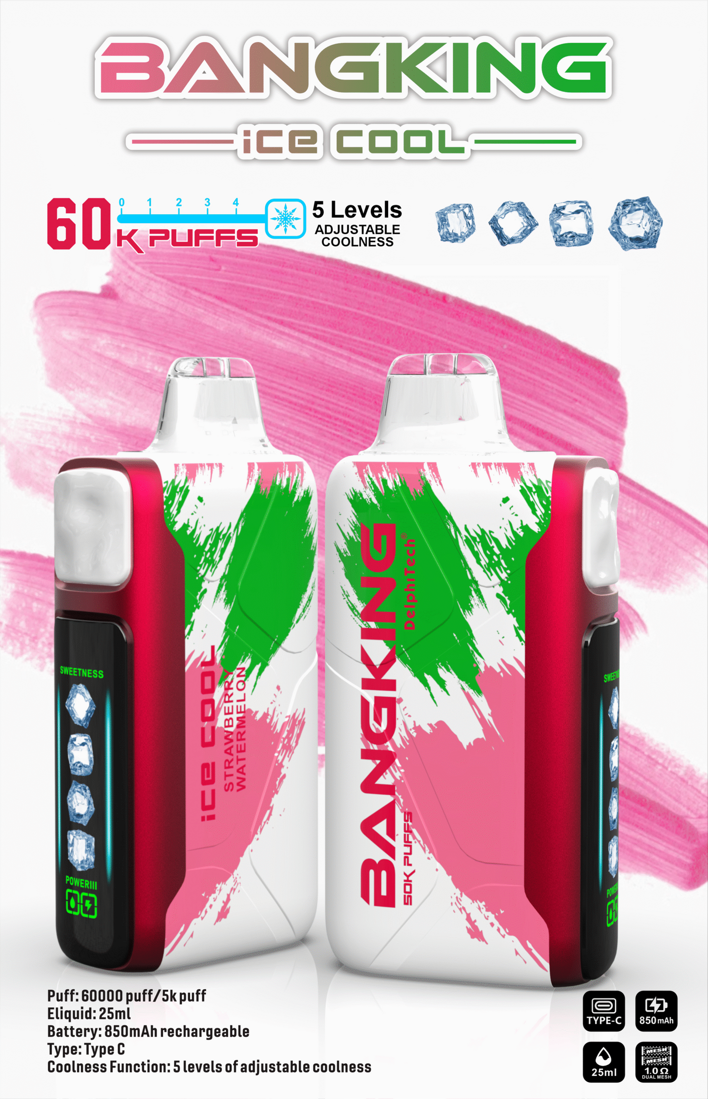 Bang king 60000口-5檔可調冰度 一次性拋棄式/一次性電子煙-新品上市